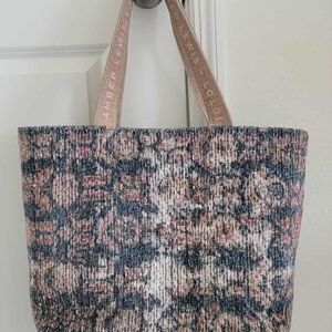 Amber Lewis And Loloi Pink and Blue  Tote Bag with Contemporary Design